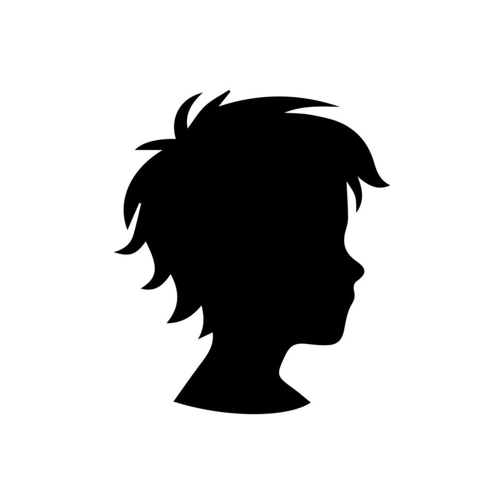 Silhouette of a boy. The side of the child's head. vector