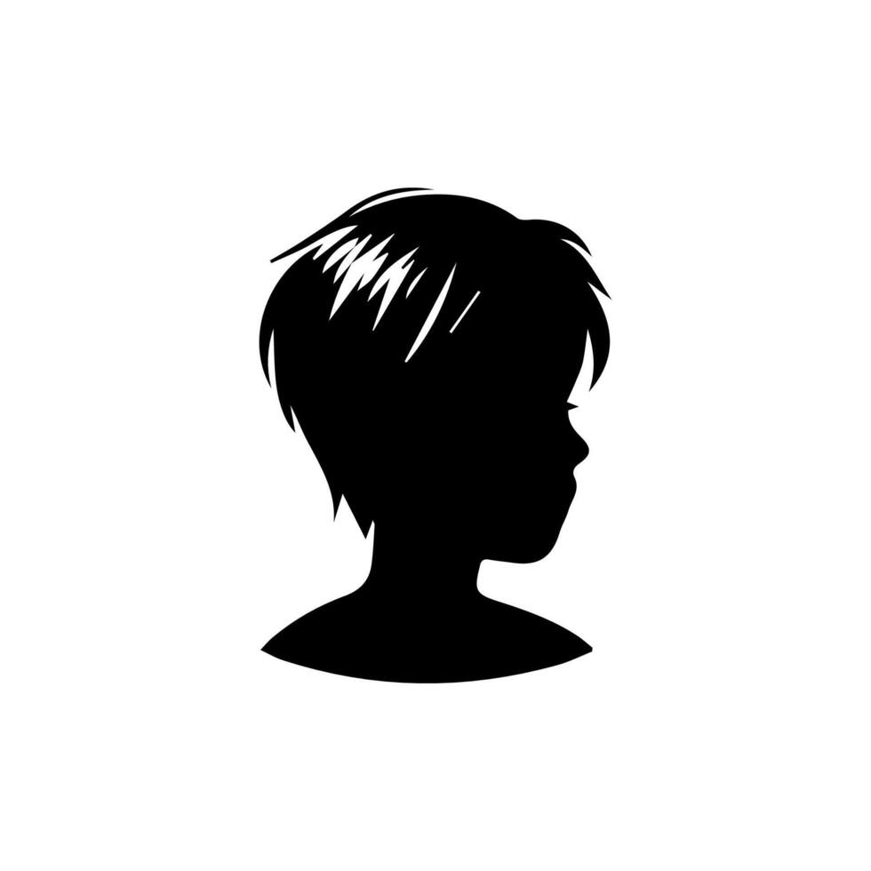 Silhouette of a boy. The side of the child's head. vector