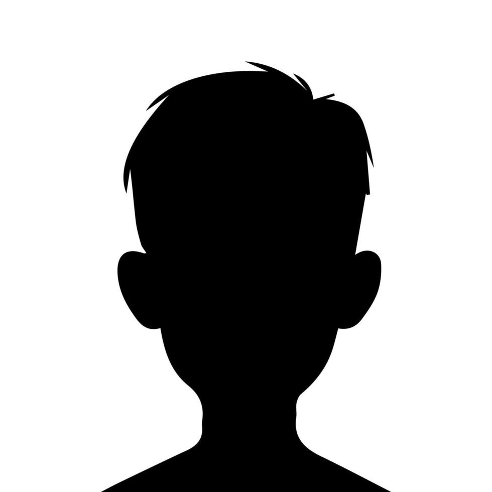 Silhouette of a boy. The side of the child's head. vector
