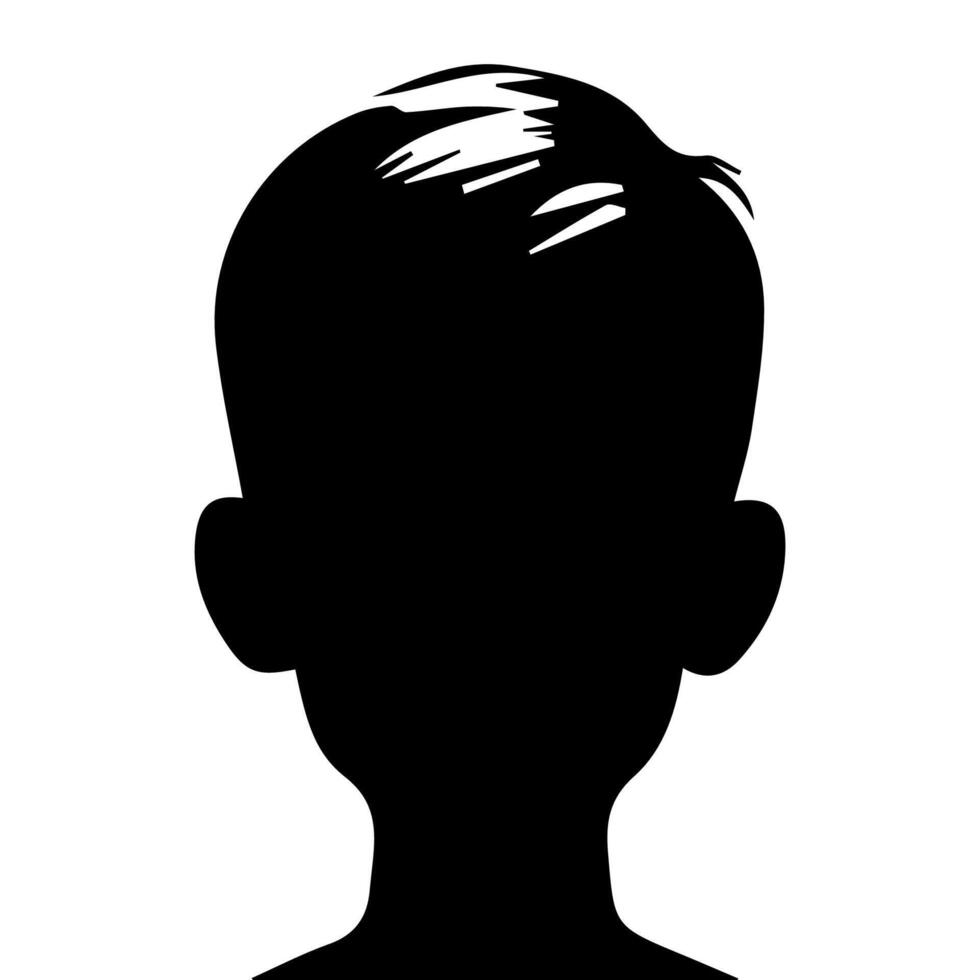 Silhouette of a boy. The side of the child's head. vector