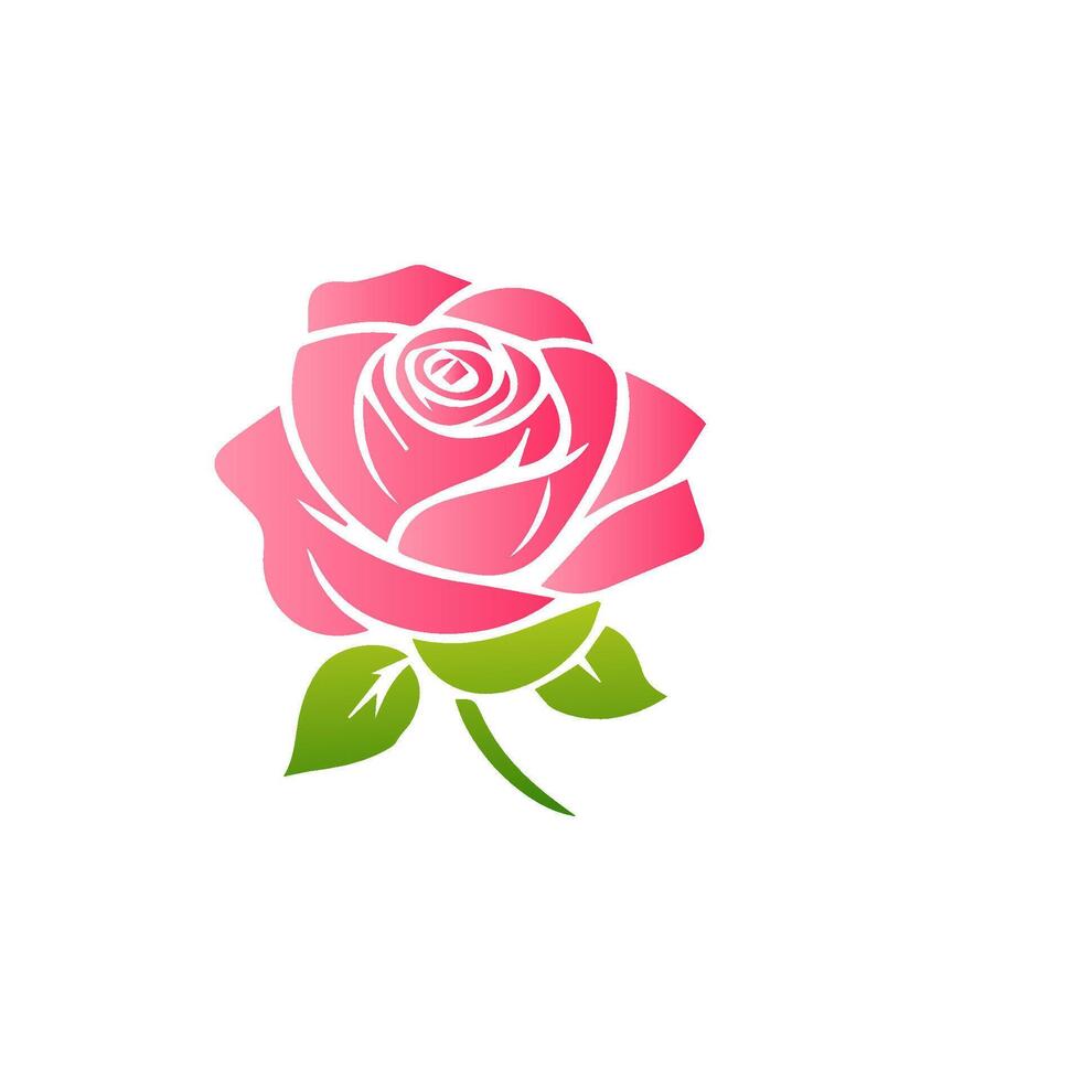 Pink rose flowers, floral decorated with gorgeous multicolored blooming flowers and leaves border. Spring botanical flat illustration on white background vector