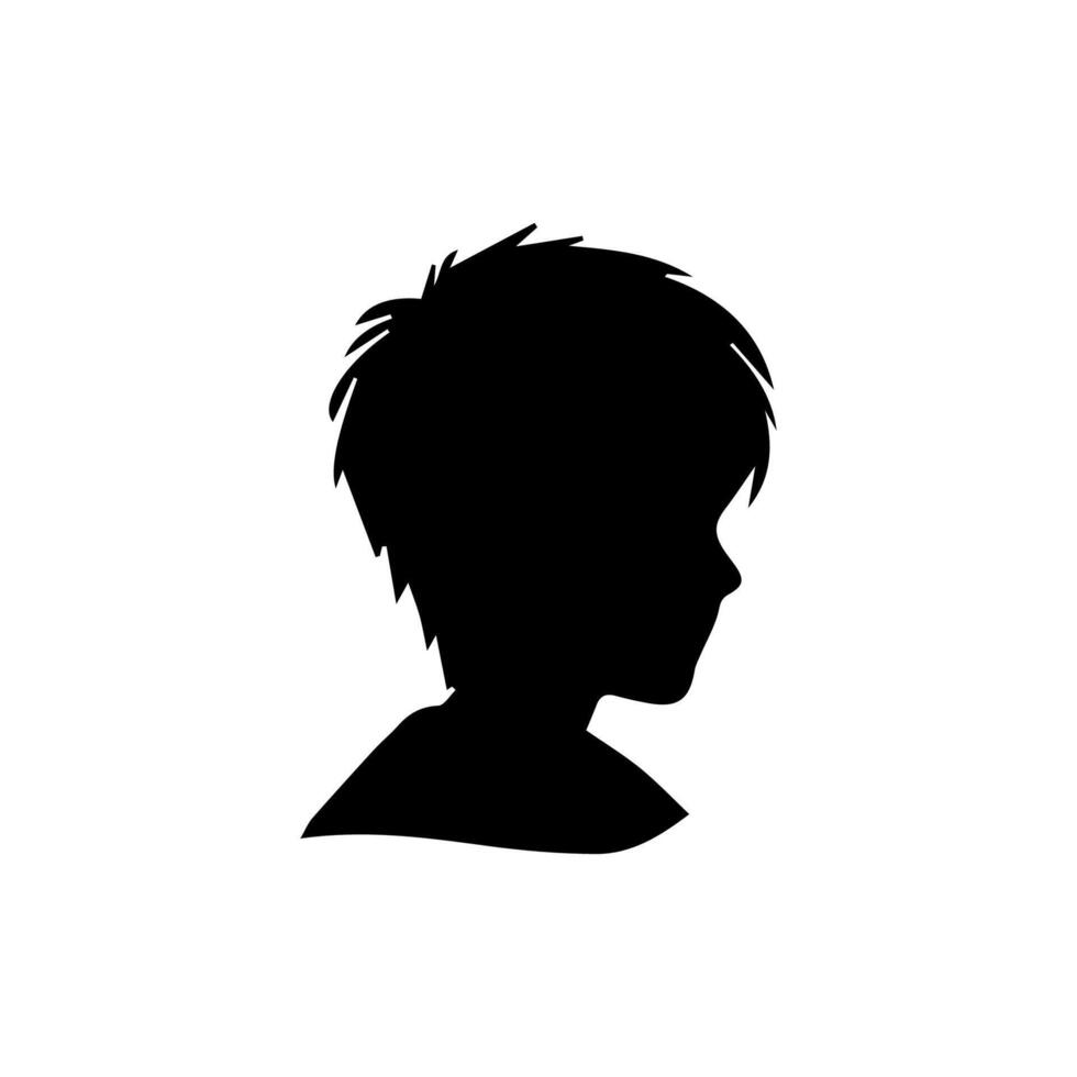 Silhouette of a boy. The side of the child's head. vector