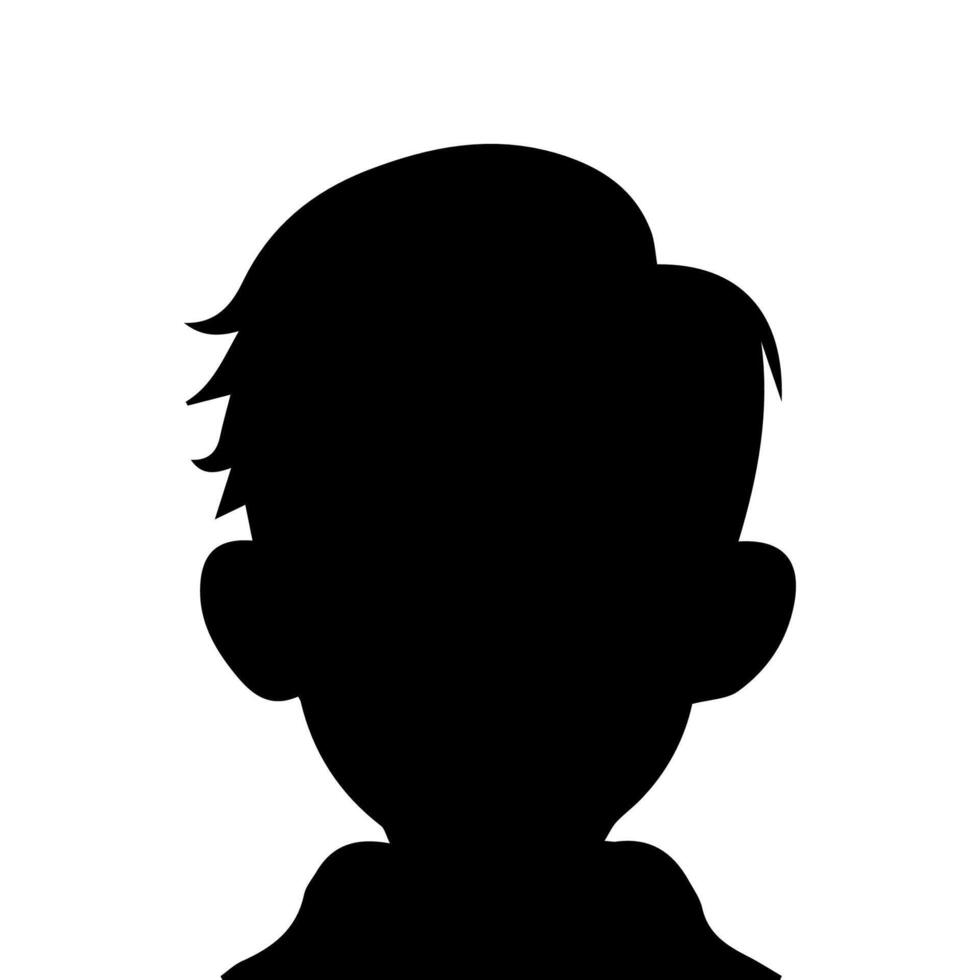 Silhouette of a boy. The side of the child's head. vector