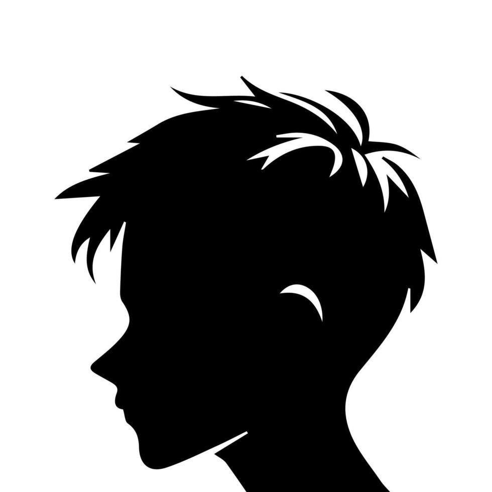 Silhouette of a boy. The side of the child's head. vector