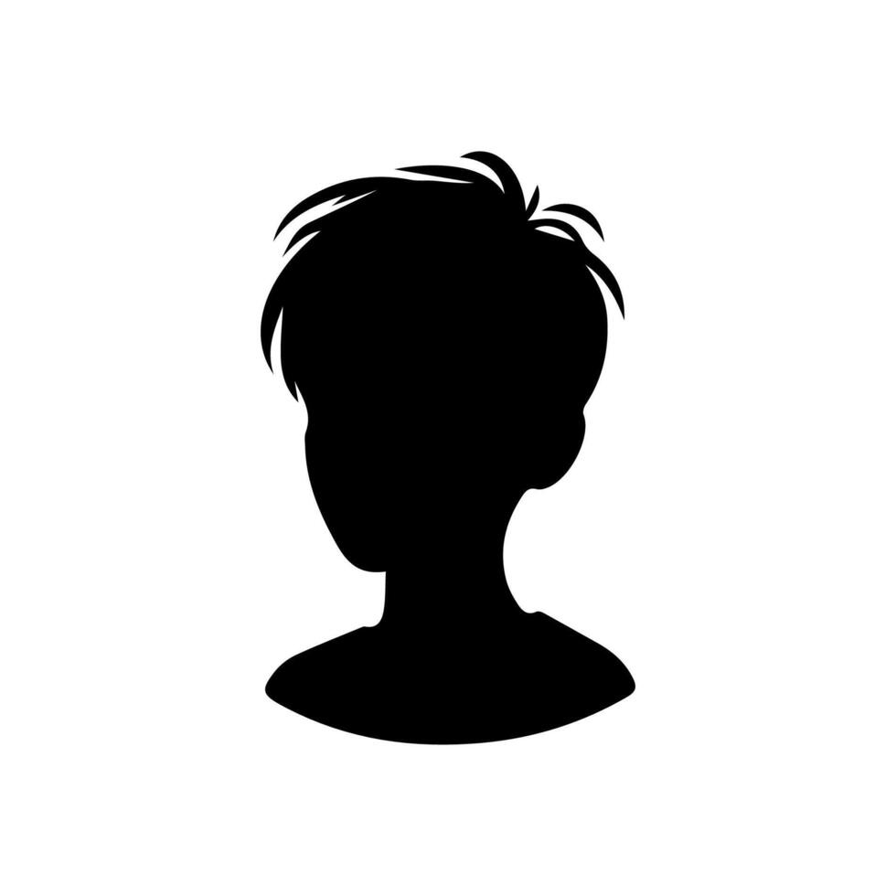 Silhouette of a boy. The side of the child's head. vector