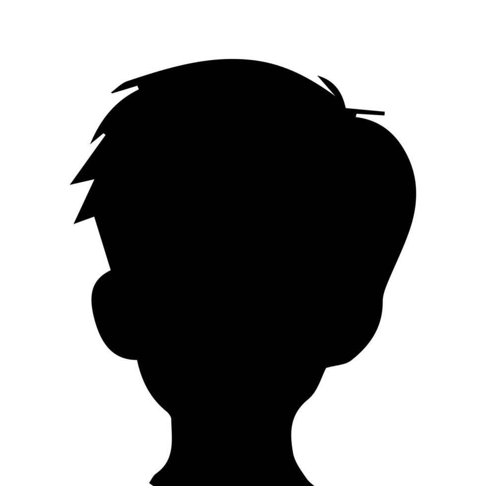 Silhouette of a boy. The side of the child's head. vector