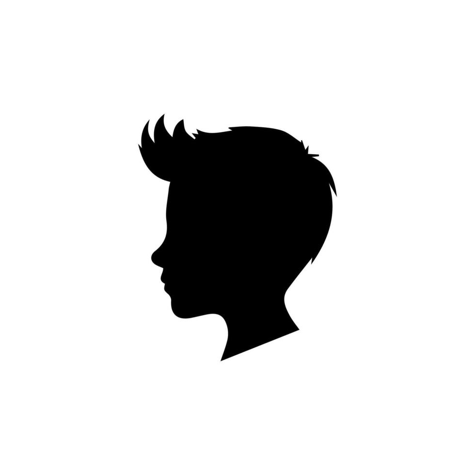 Silhouette of a boy. The side of the child's head. vector
