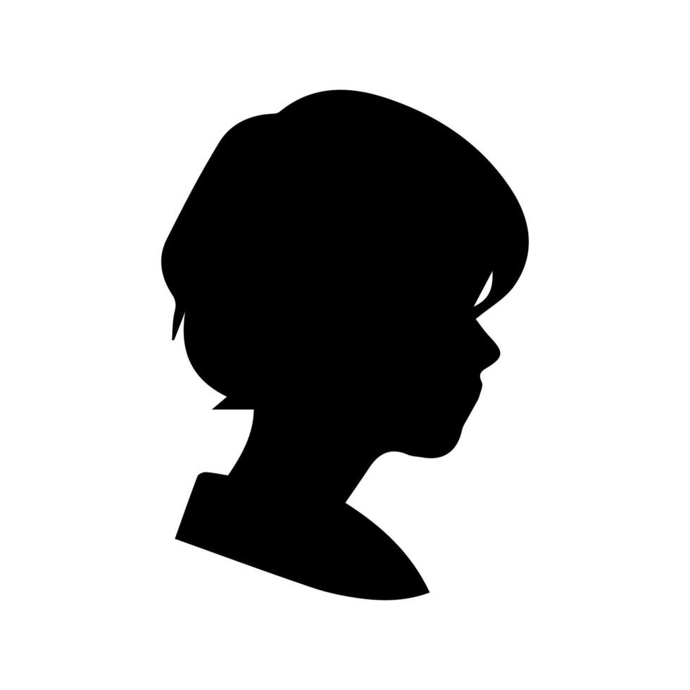 Silhouette of a boy. The side of the child's head. vector