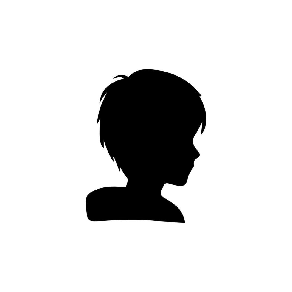 Silhouette of a boy. The side of the child's head. vector