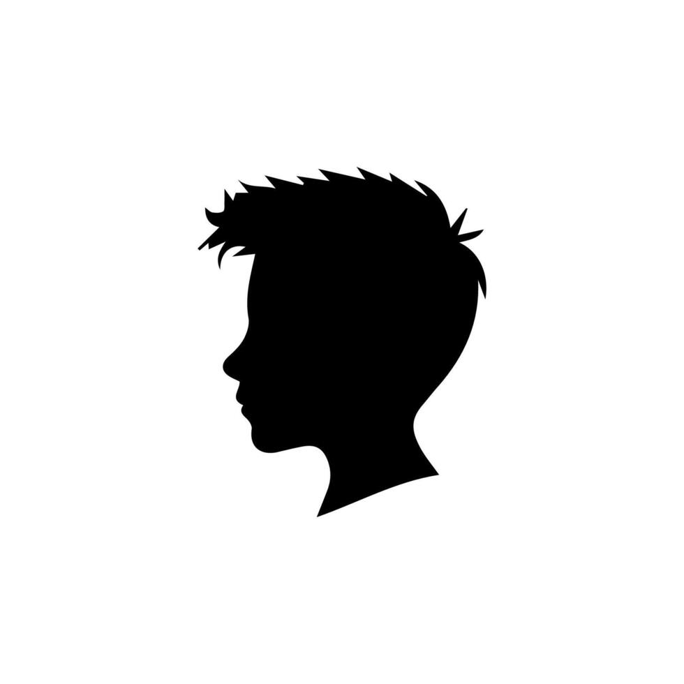 Silhouette of a boy. The side of the child's head. vector