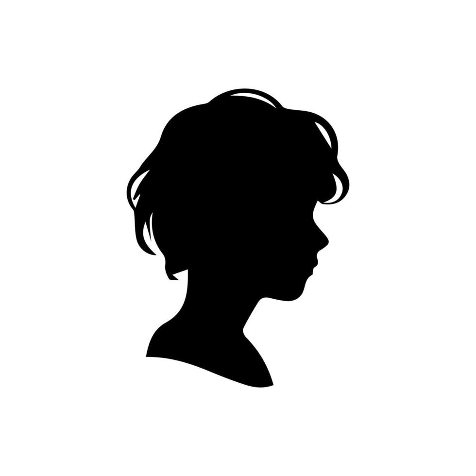 Silhouette of a boy. The side of the child's head. vector