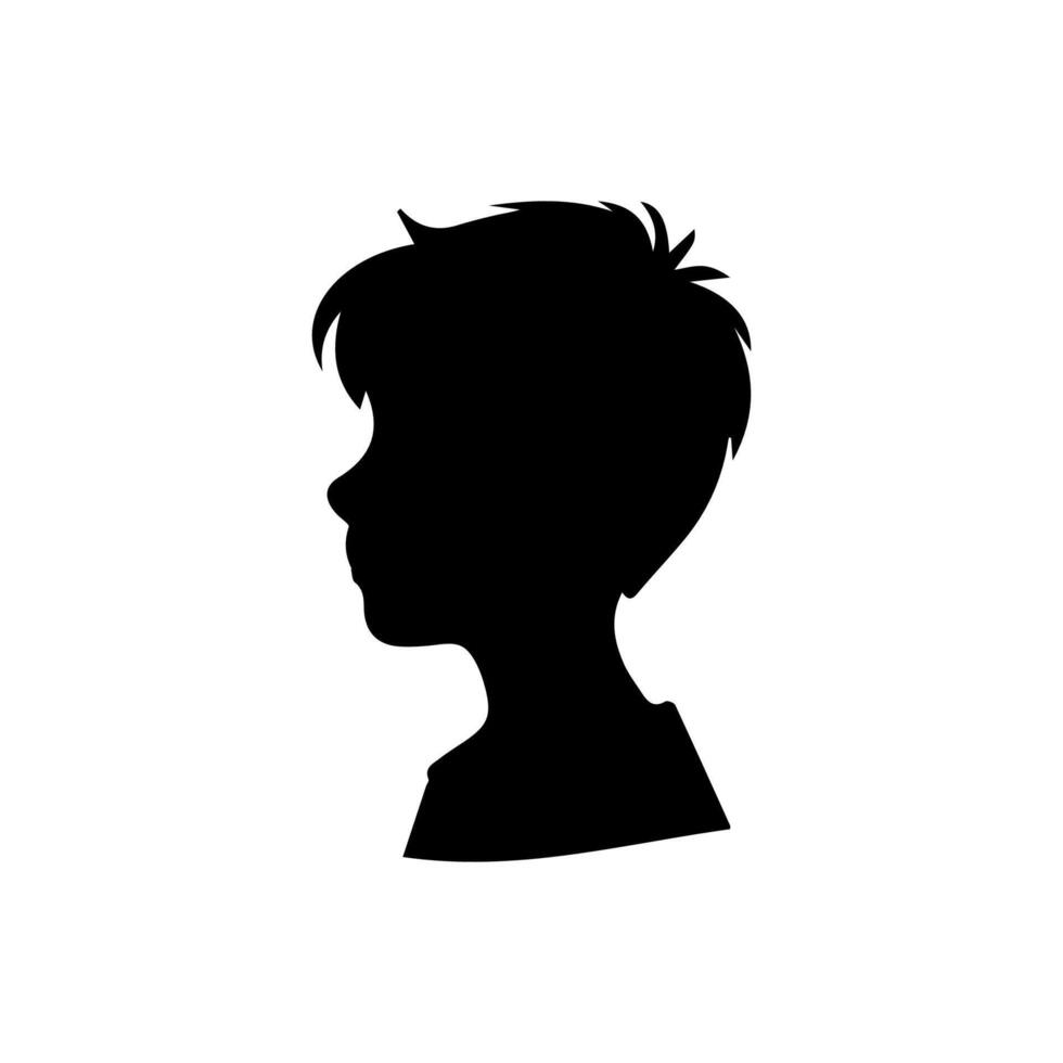 Silhouette of a boy. The side of the child's head. vector