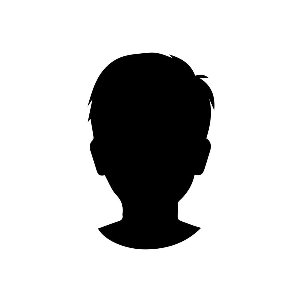Silhouette of a boy. The side of the child's head. vector
