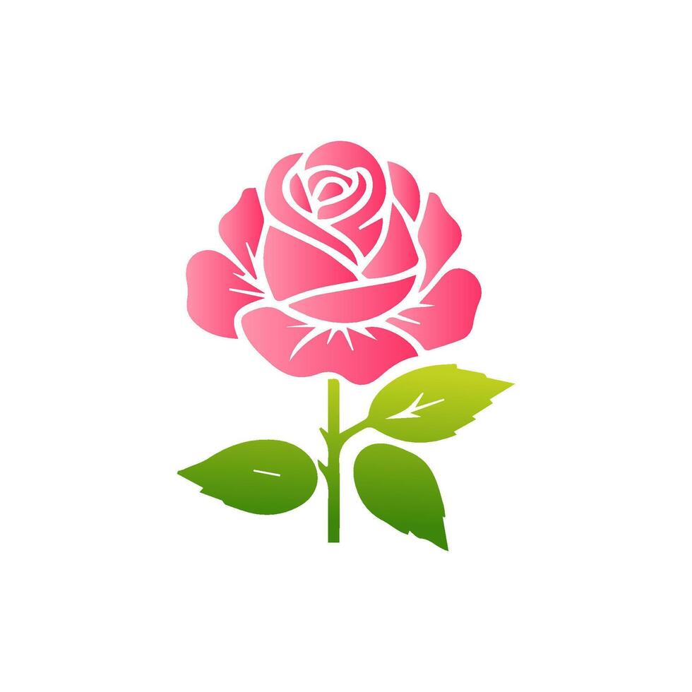 Pink rose flowers, floral decorated with gorgeous multicolored blooming flowers and leaves border. Spring botanical flat illustration on white background vector