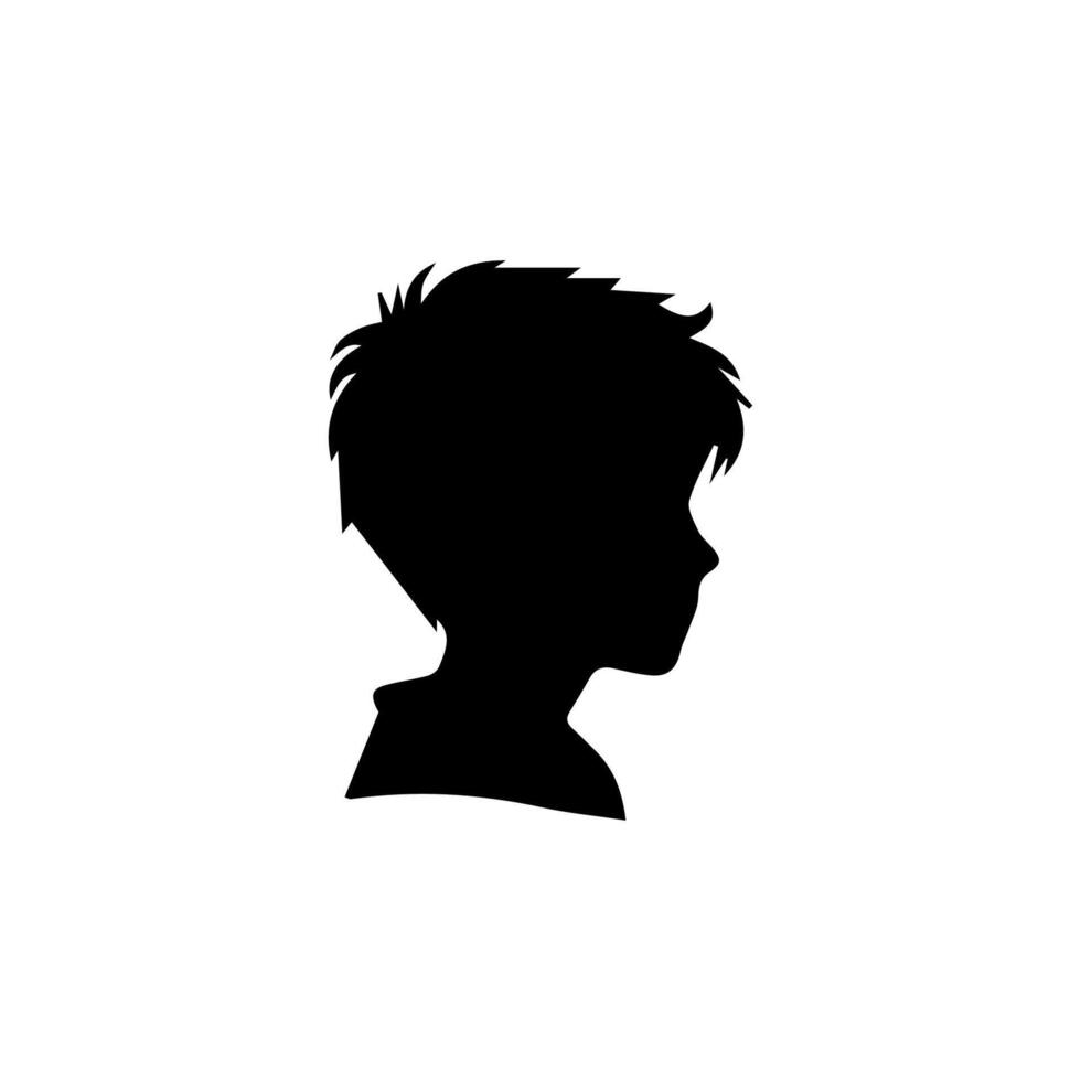 Silhouette of a boy. The side of the child's head. vector