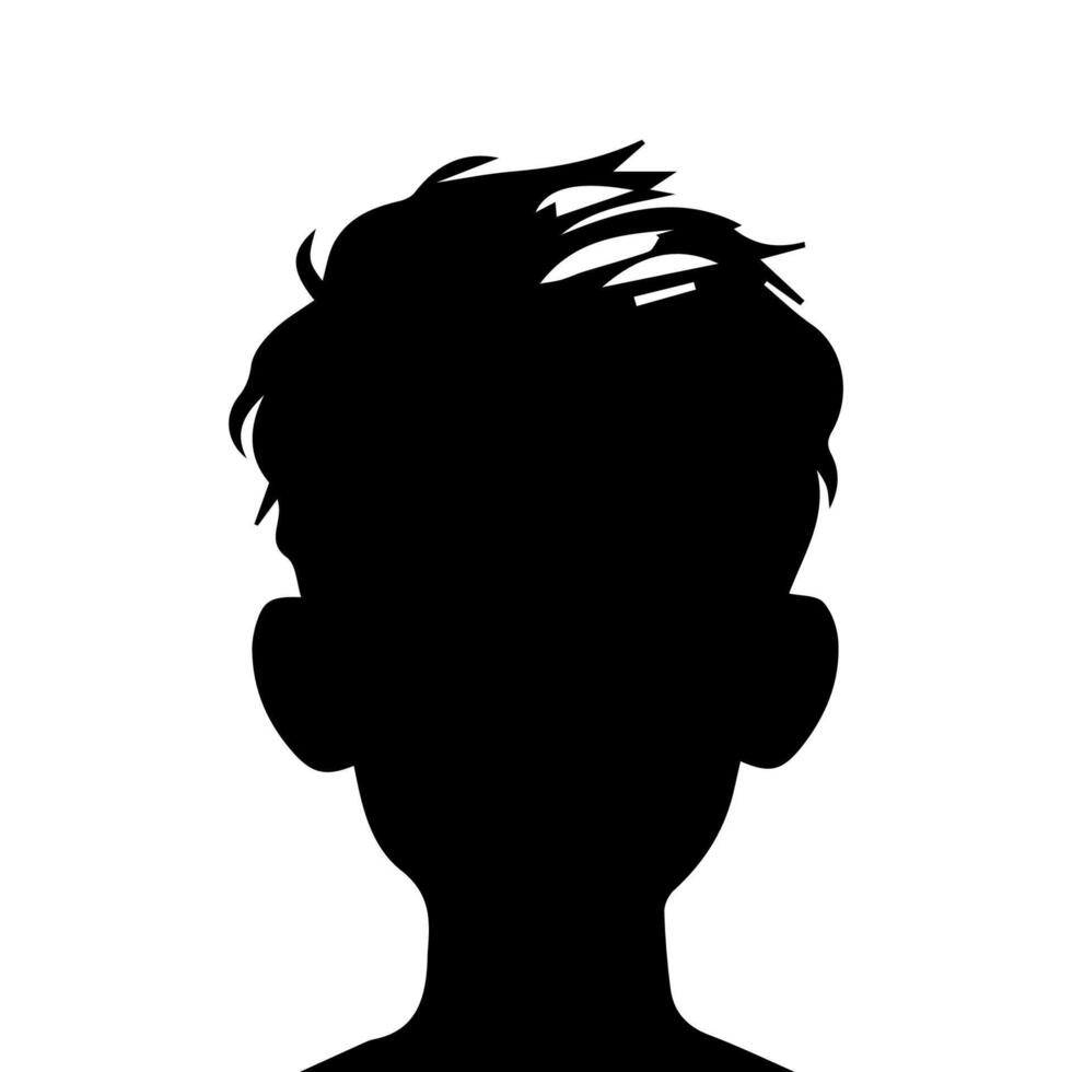 Silhouette of a boy. The side of the child's head. vector
