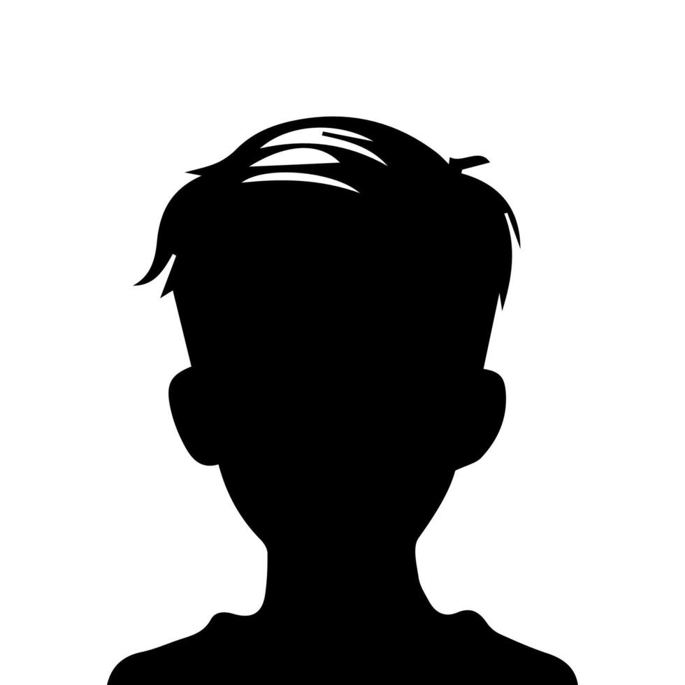 Silhouette of a boy. The side of the child's head. vector
