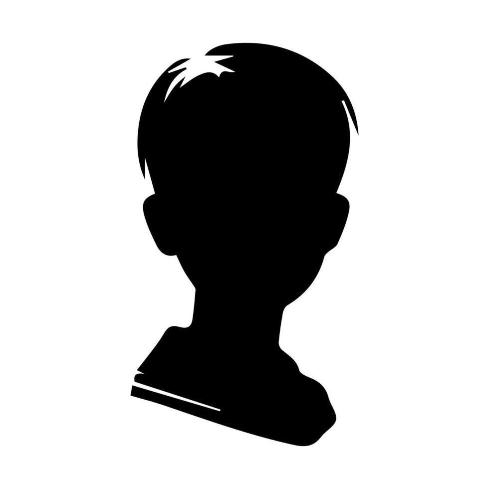 Silhouette of a boy. The side of the child's head. vector