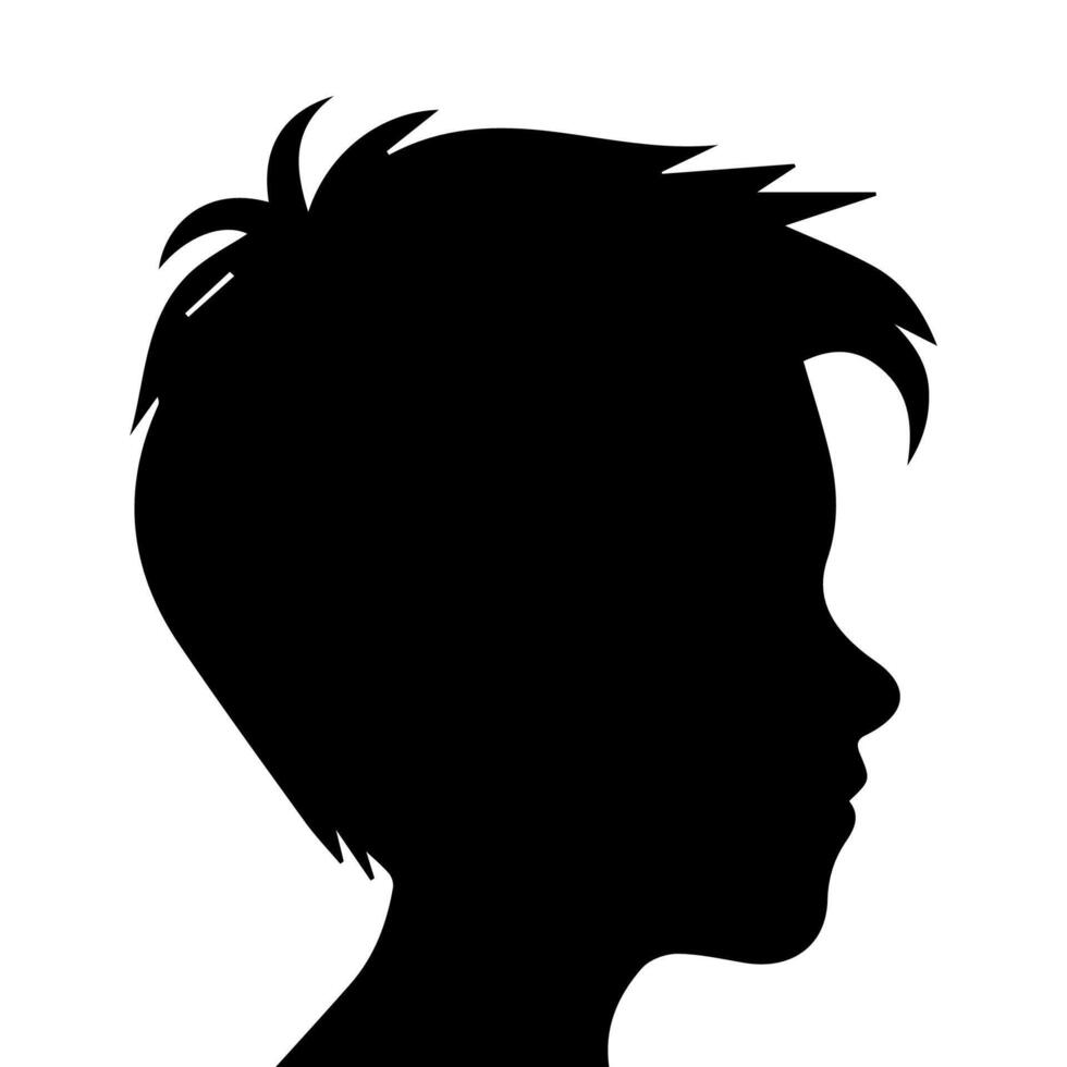 Silhouette of a boy. The side of the child's head. vector