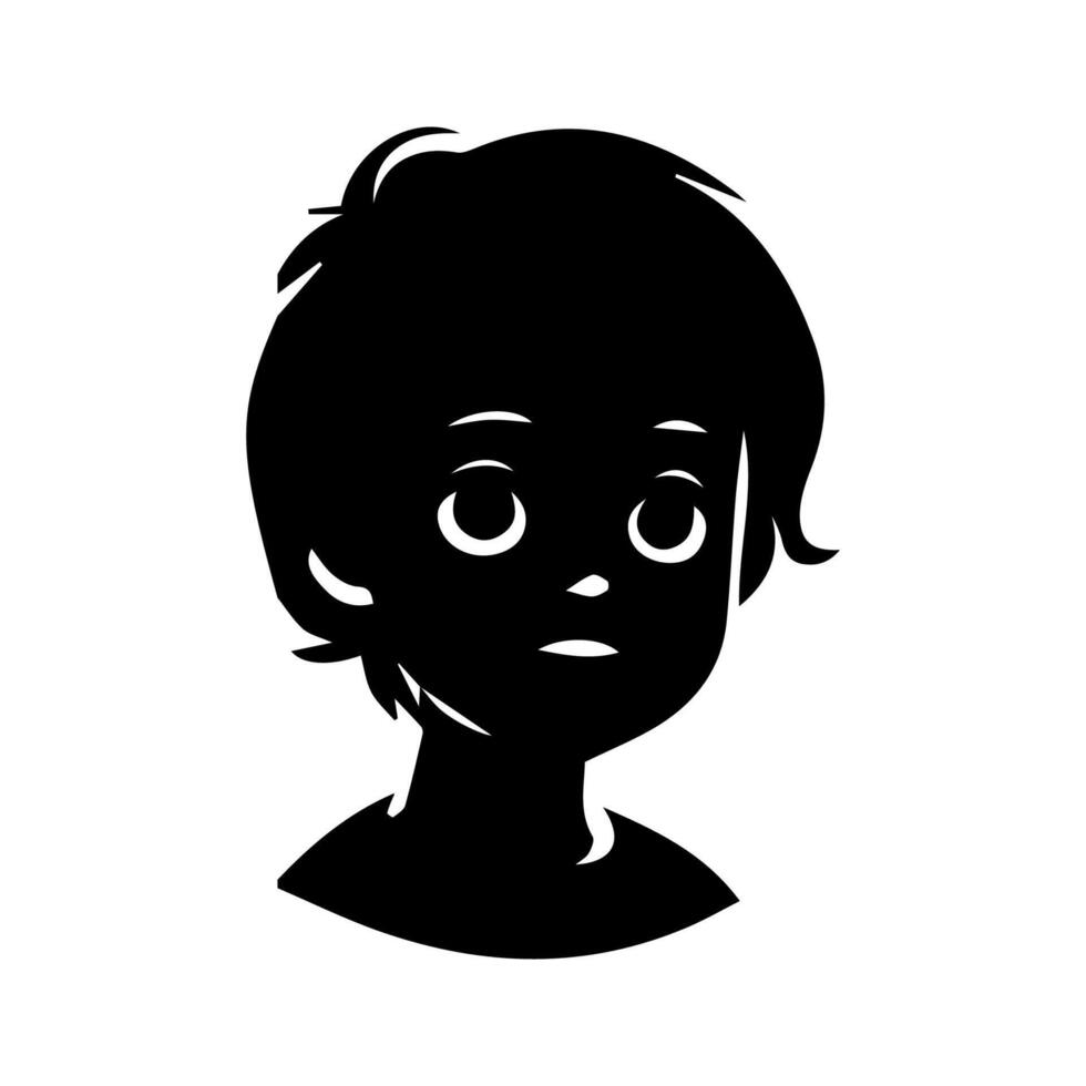 Silhouette of a boy. The side of the child's head. vector