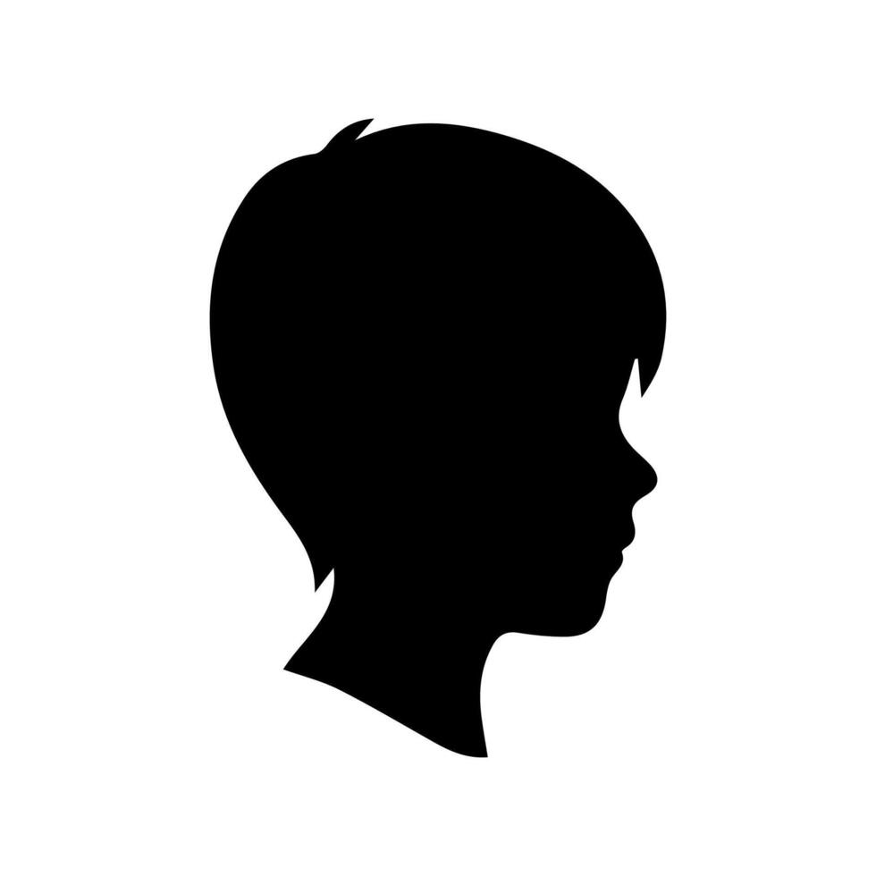 Silhouette of a boy. The side of the child's head. vector
