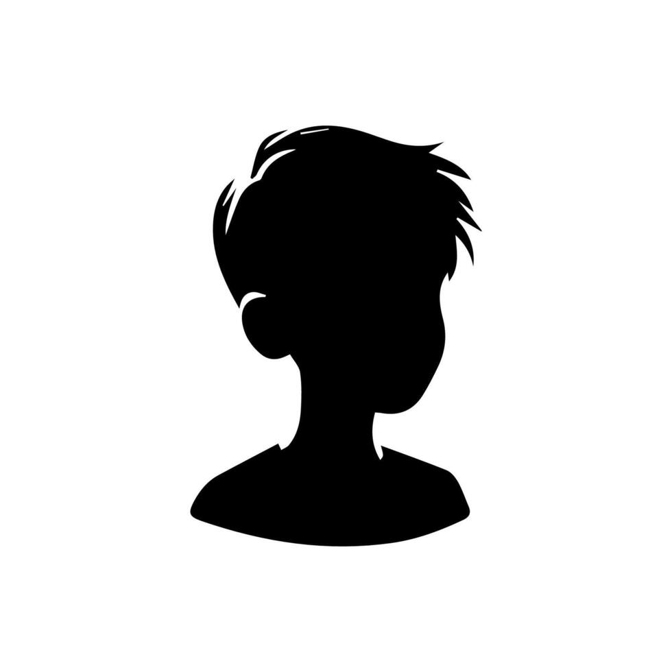 Silhouette of a boy. The side of the child's head. vector