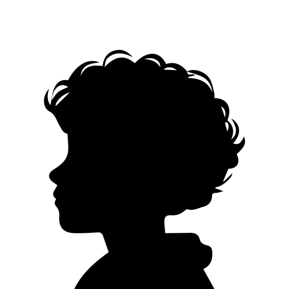 Silhouette of a boy. The side of the child's head. vector
