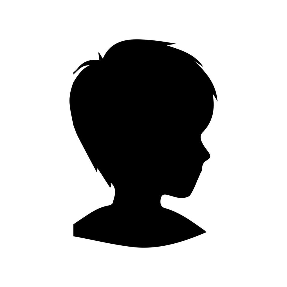 Silhouette of a boy. The side of the child's head. vector