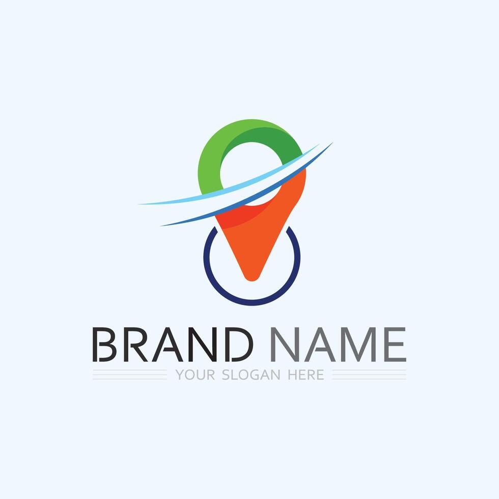 GPS and MAP logo navigator sign location symbol design illustration vector