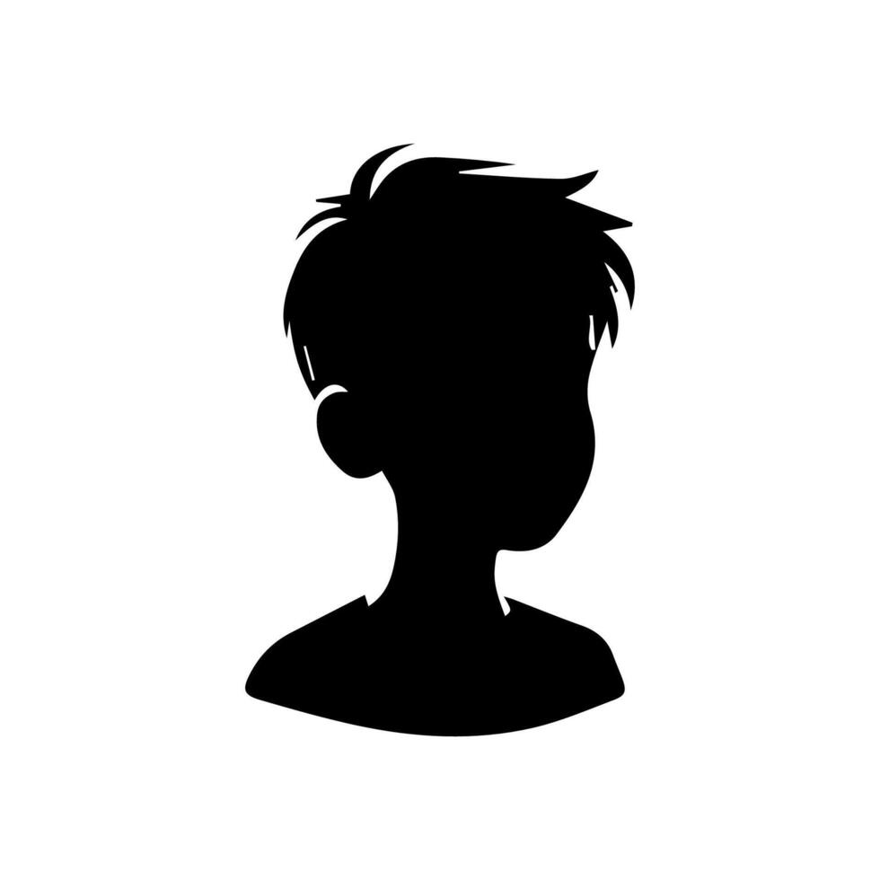 Silhouette of a boy. The side of the child's head. vector