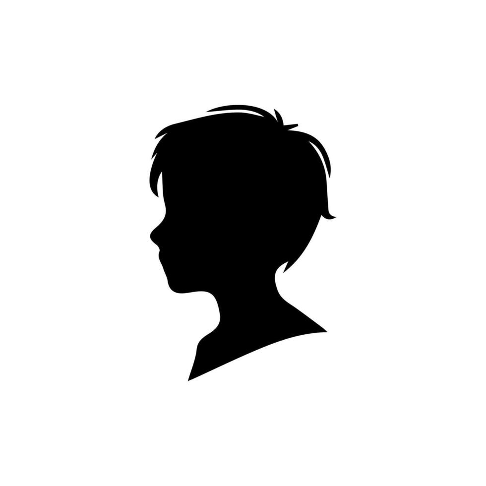 Silhouette of a boy. The side of the child's head. vector