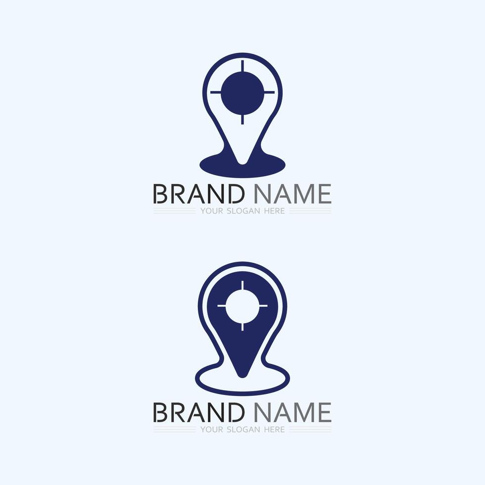 GPS and MAP logo navigator sign location symbol design illustration vector