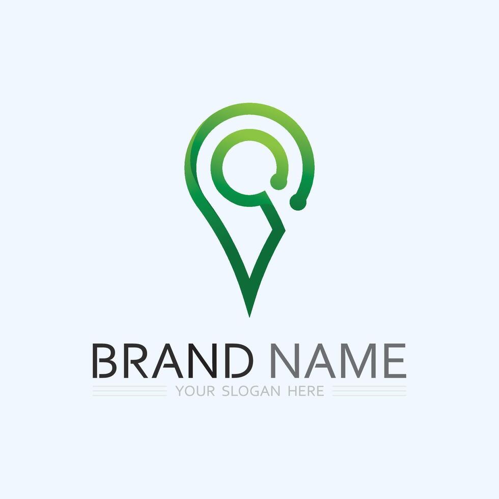 GPS and MAP logo navigator sign location symbol design illustration vector