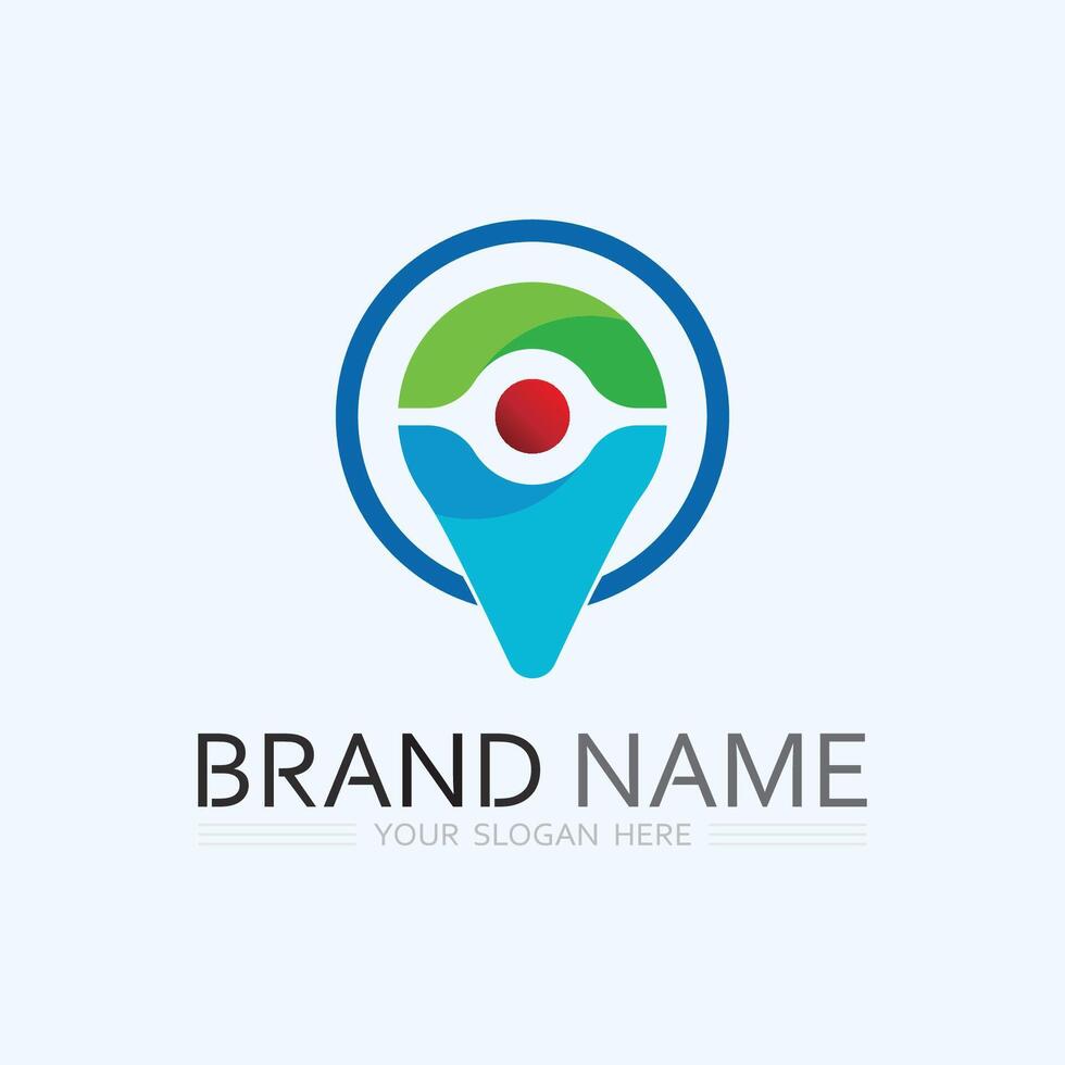 GPS and MAP logo navigator sign location symbol design illustration vector