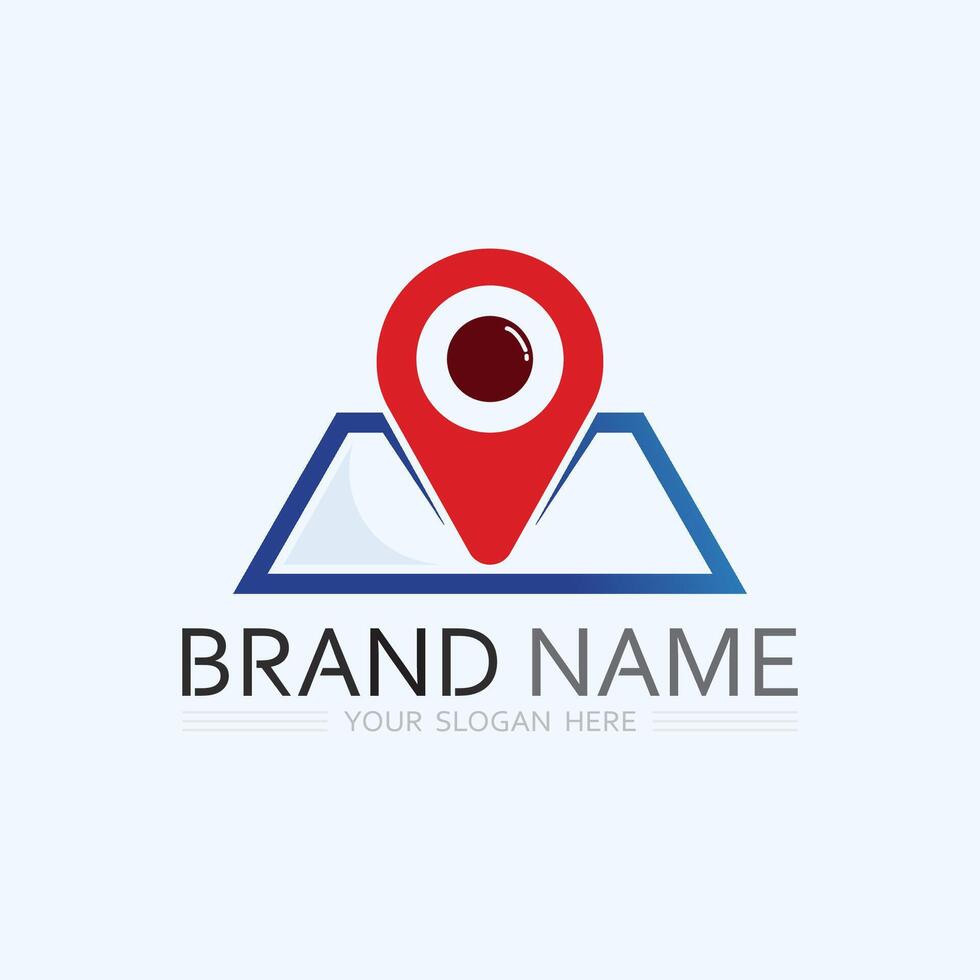 GPS and MAP logo navigator sign location symbol design illustration vector