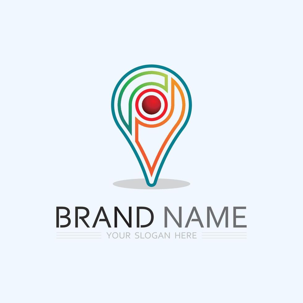 GPS and MAP logo navigator sign location symbol design illustration vector