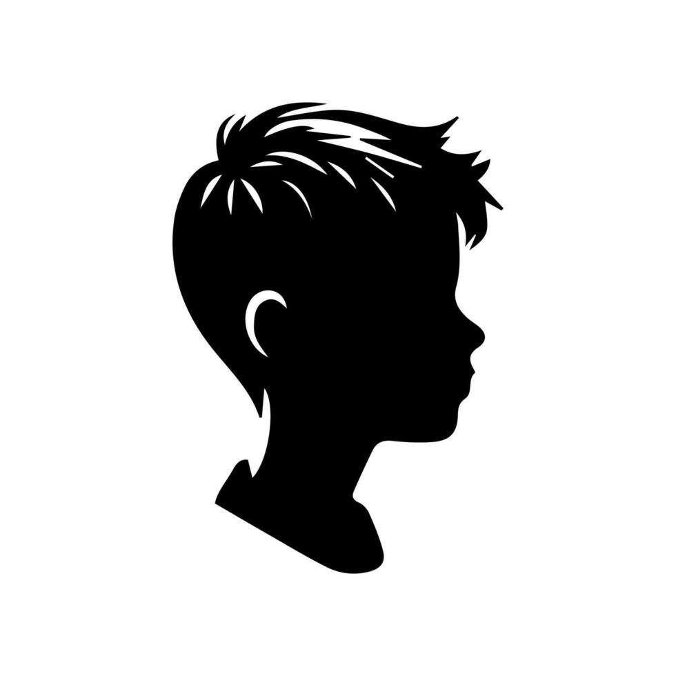Silhouette of a boy. The side of the child's head. vector