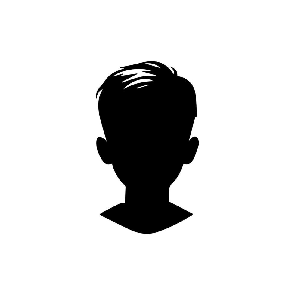 Silhouette of a boy. The side of the child's head. vector