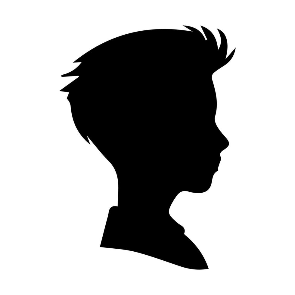 Silhouette of a boy. The side of the child's head. vector