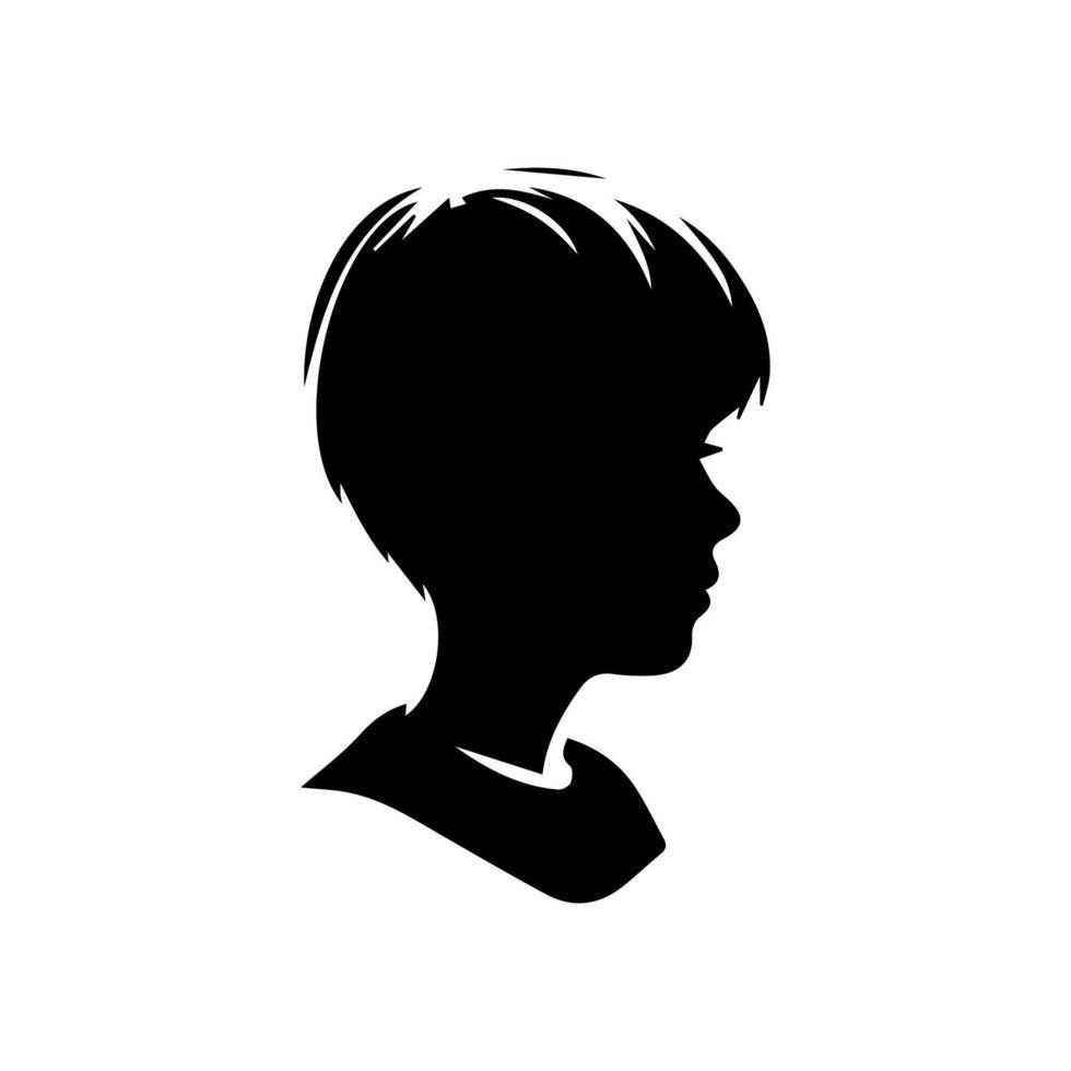Silhouette of a boy. The side of the child's head. vector