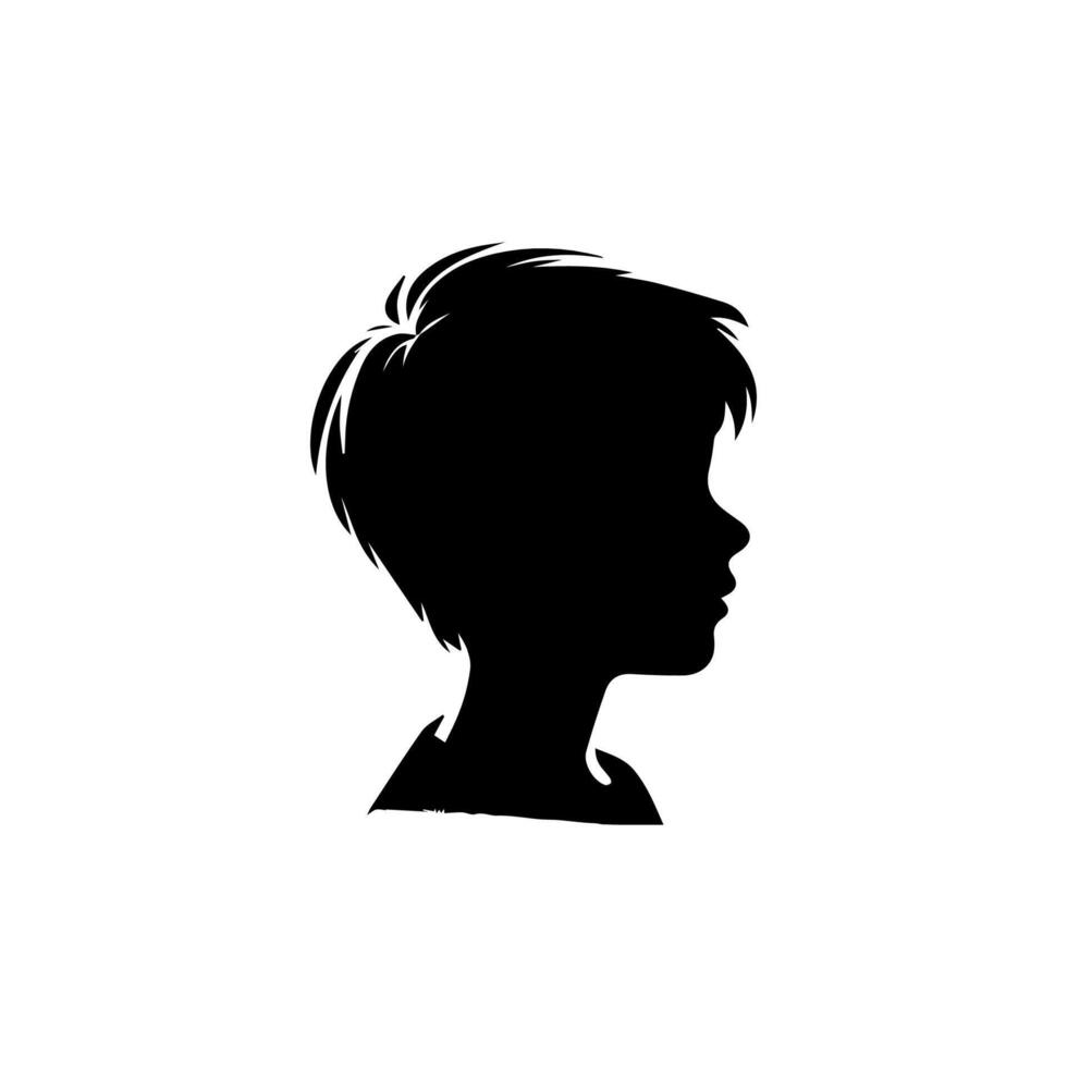 Silhouette of a boy. The side of the child's head. vector
