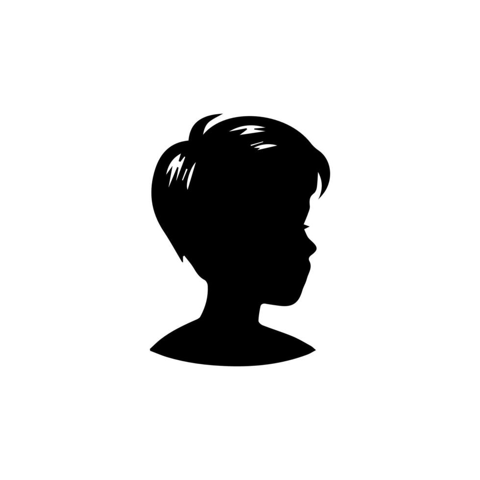 Silhouette of a boy. The side of the child's head. vector