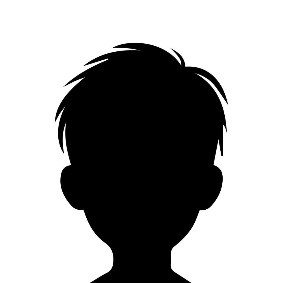 Silhouette of a boy. The side of the child's head. vector