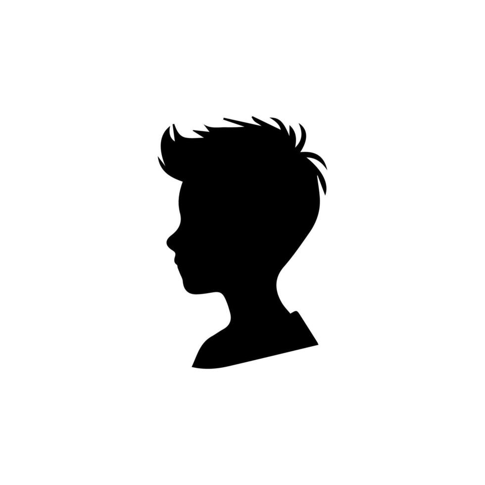 Silhouette of a boy. The side of the child's head. vector