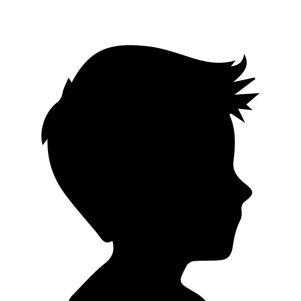 Silhouette of a boy. The side of the child's head. vector