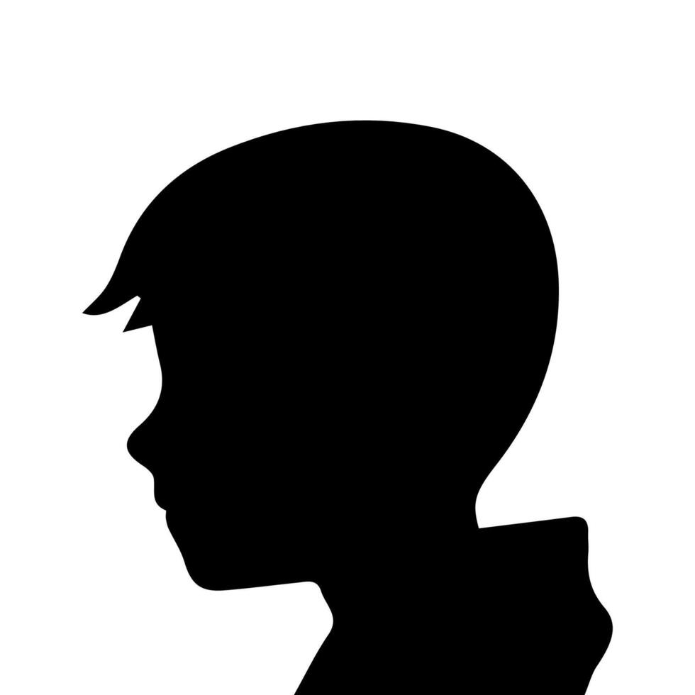Silhouette of a boy. The side of the child's head. vector