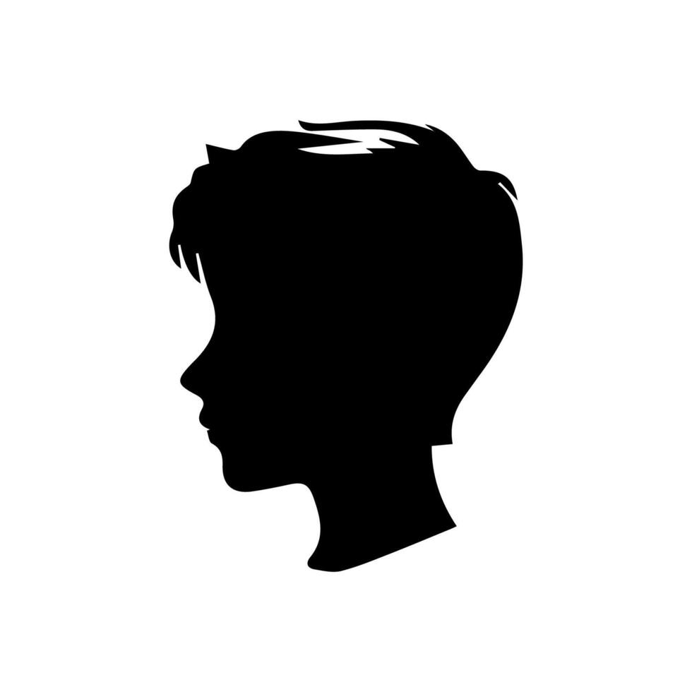 Silhouette of a boy. The side of the child's head. vector
