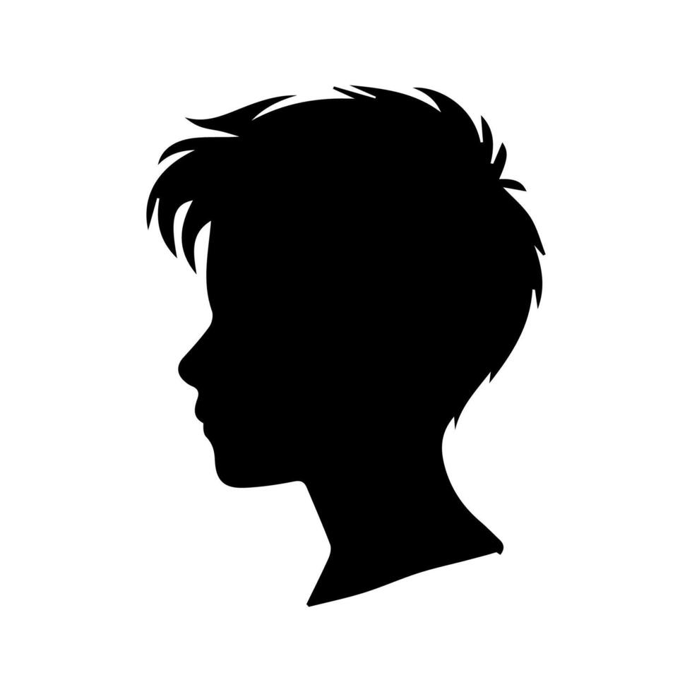 Silhouette of a boy. The side of the child's head. vector