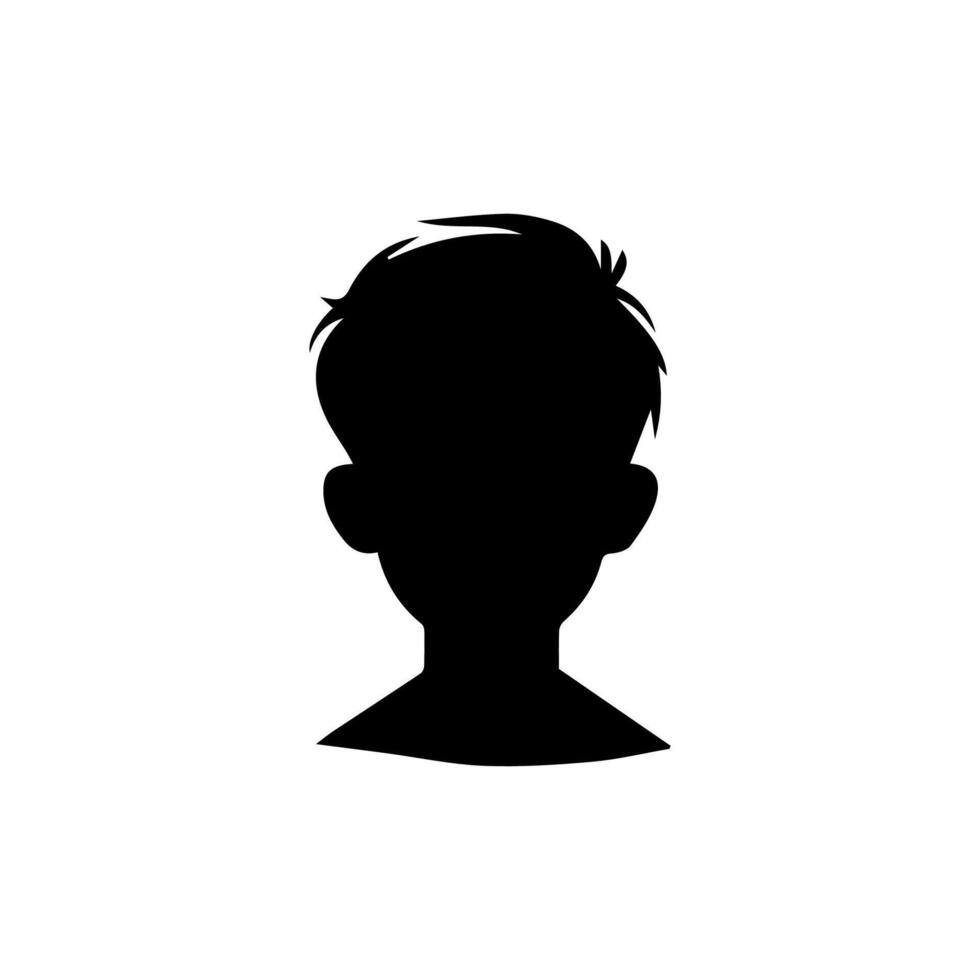 Silhouette of a boy. The side of the child's head. vector