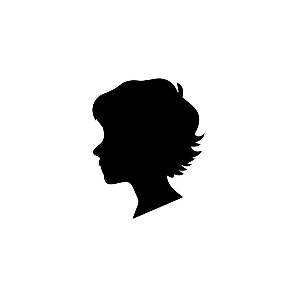 Silhouette of a boy. The side of the child's head. vector